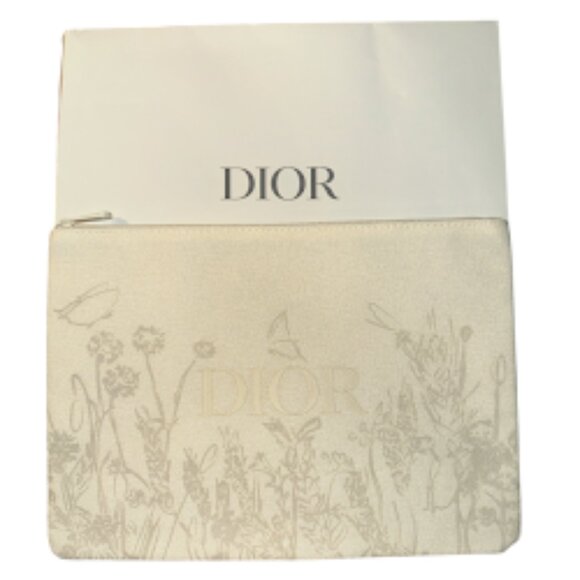 NIB 2024 Christian Dior Flower Cream Pouch Makeup Bag Cosmetic Pouch Case (AA11) - Picture 2 of 6